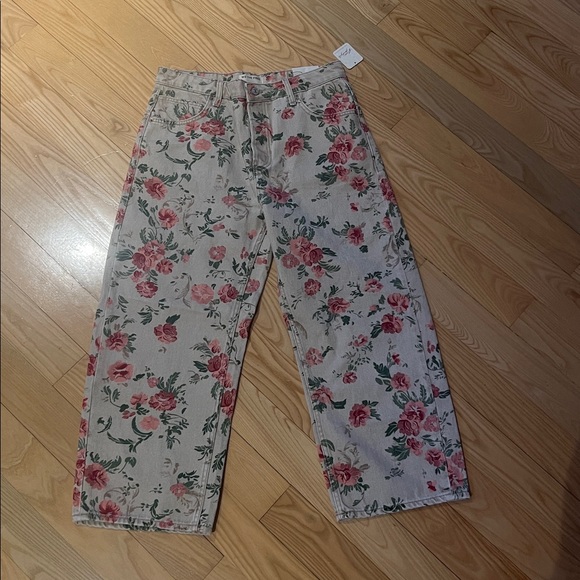 Free People Deep Trance Boyfriend Wallpaper Floral Jeans size 29 New with Tags - Picture 7 of 9